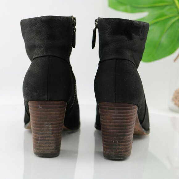 Cole Haan Womens Cassidy Boot Size 7.5 Black Nubuck Leather Block Heel Bootie - Picture 6 of 12